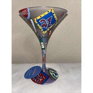 NIB Lolita  Martini Collection "21" Hand Painted Glass. 7 Oz. 21st Birthday‎